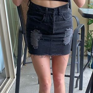 Forever 21 Gray Distressed Denim Mini Skirt size S